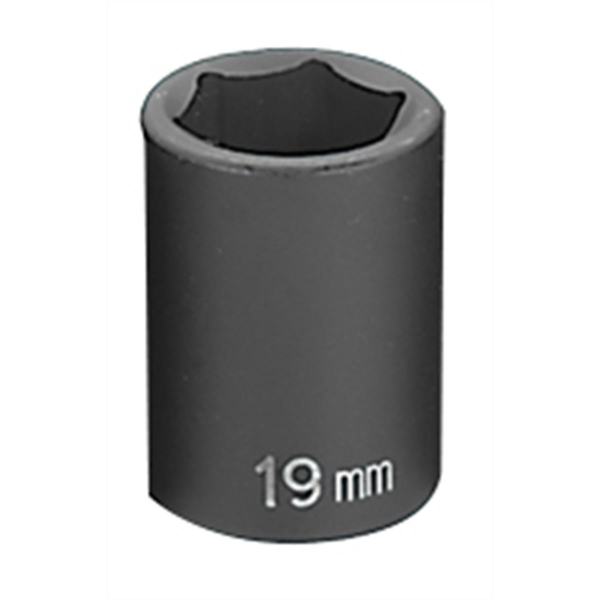 Grey Pneumatic Impact Socket — 19mm, 1/2in. Drive, 6-Point, Chrome-Molybdenum Steel, Model# GRE2019M